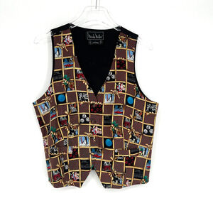 Nicole Miller Holiday Vest Womens L Silk Santa Naughty Christmas Limited Edition